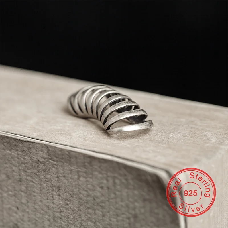 100% 925 Sterling Silver Clip Earrings For Men Women Punk Goth Personality Ear Cuff No Pierced Ear No Ear Caves Jewelry Gift
