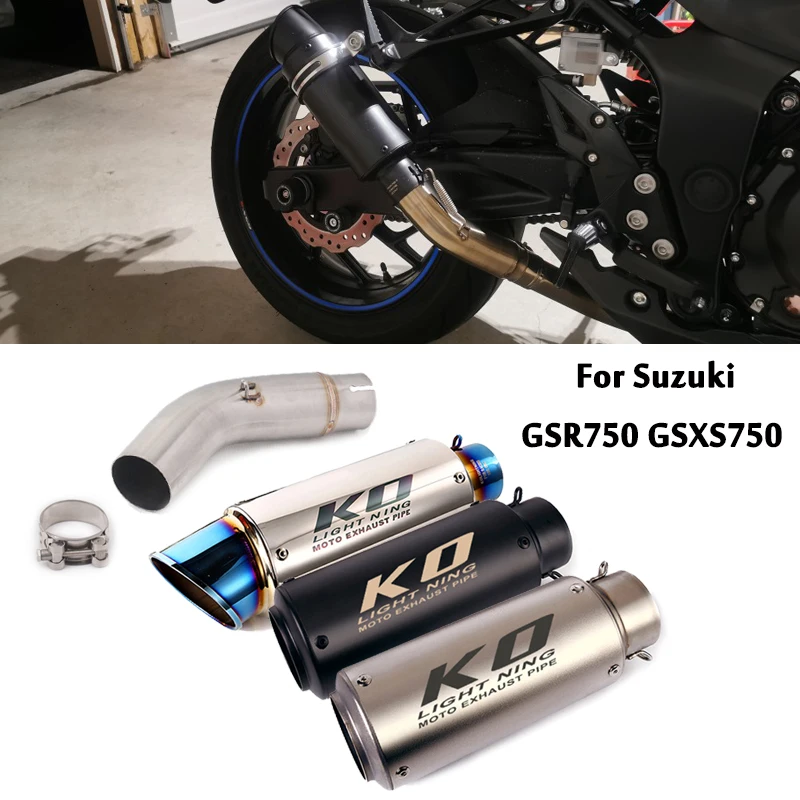 

For Suzuki GSR750 GSX-S750 Motorcycle Exhaust Mid Link Pipe Connecting Slip On Tail Muffler End Tips 51mm Modified