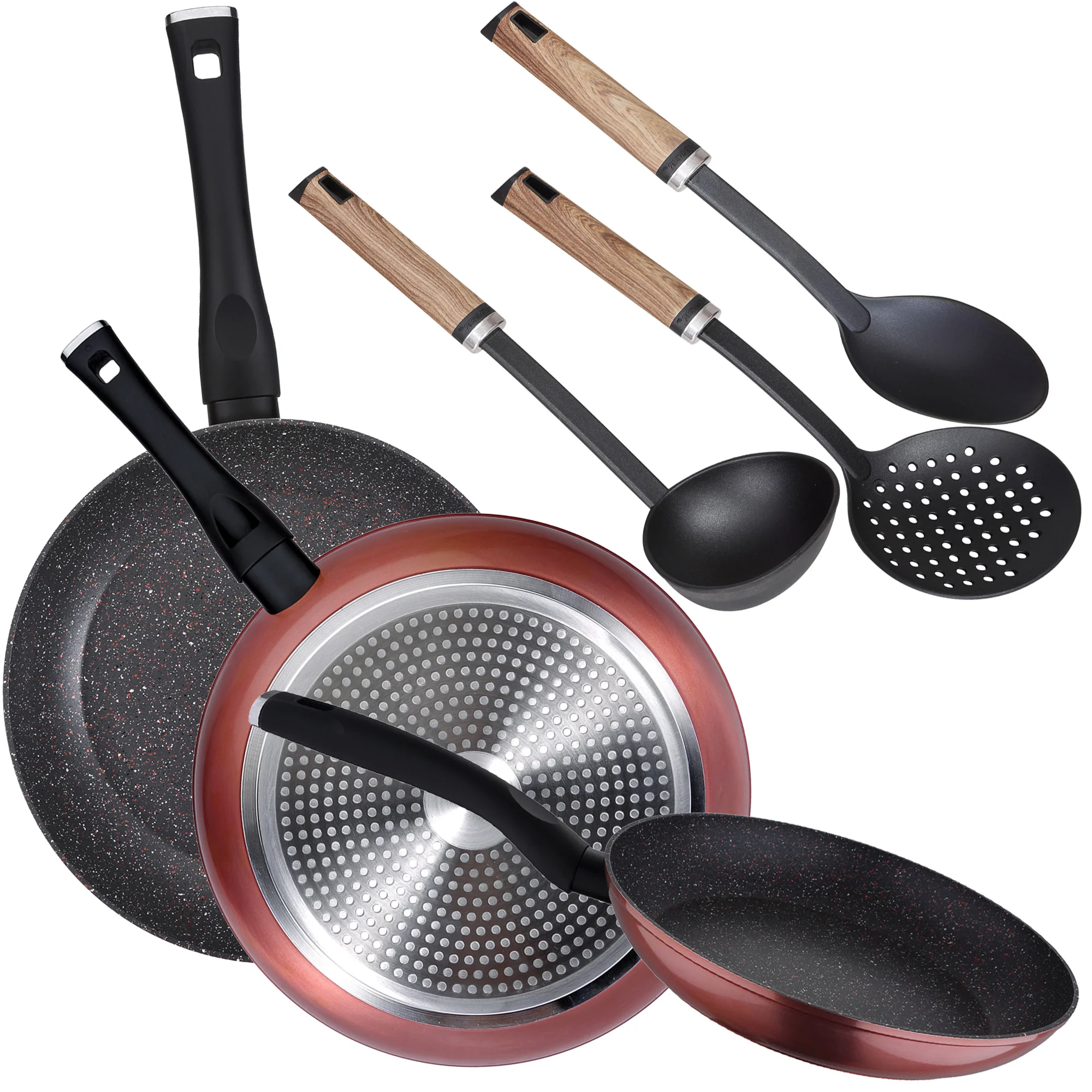 Set of 3 San Ignacio Venus pans (20,24,28cm) in pressed aluminum with 3 cookware