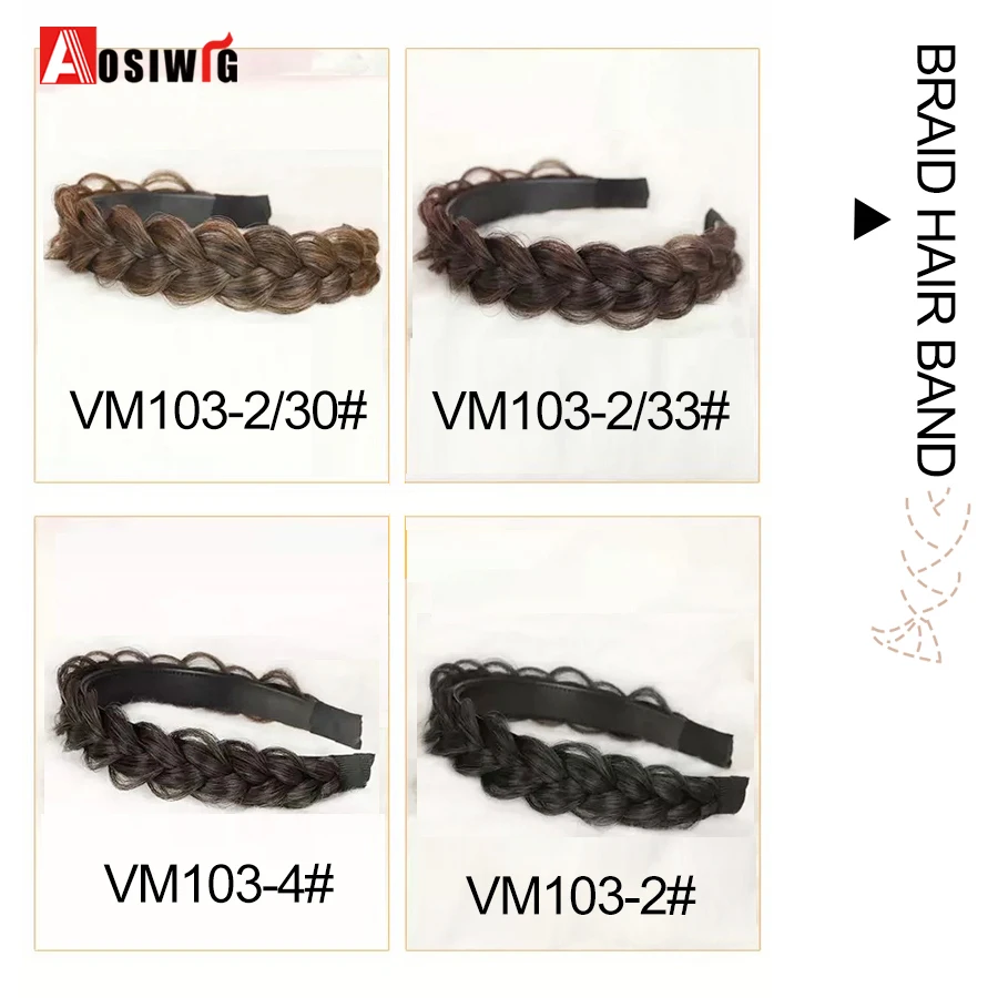 AOSI 1PC Synthetische Damen Haar Breite Fishbone Zöpfe Nicht-slip Stirnband Handgemachte Retro Stirnband Styling Kopfbedeckungen Zubehör – Detail 31