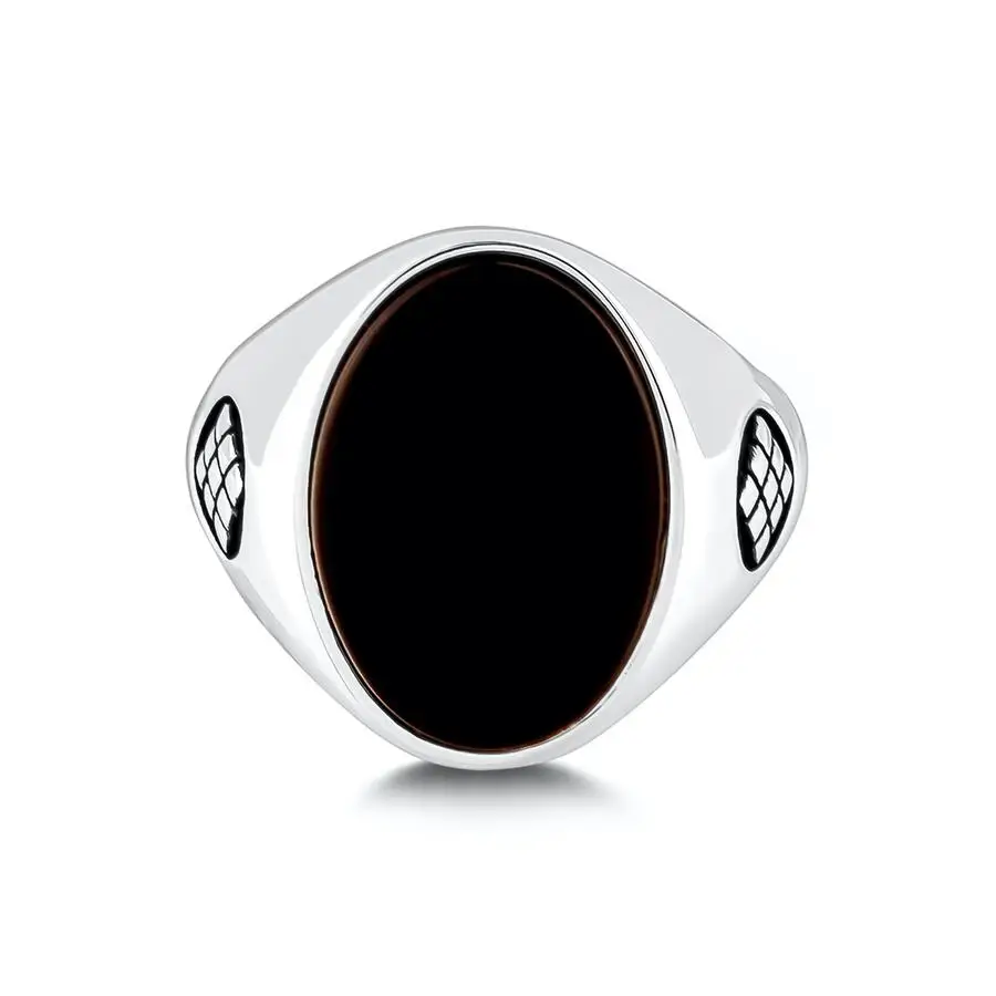 

Genuine 925 Sterling Silver Black Turkish Ring for Men Natural Onyx Stone Punk Spider Paw Gem Fashion Jewelry Gift