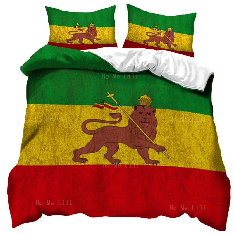 

Crowned Lion With A Cross In The Yellow Center Of The Ethiopia Flag Duvet Cover Set By Ho Me Lili Bedding Decor