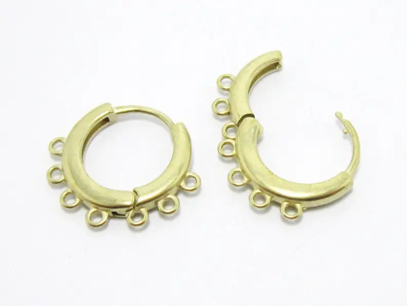 6pcs Brass leverback Earring hooks 18x16mm Raw brass ear clip clasp 7 loops R1215