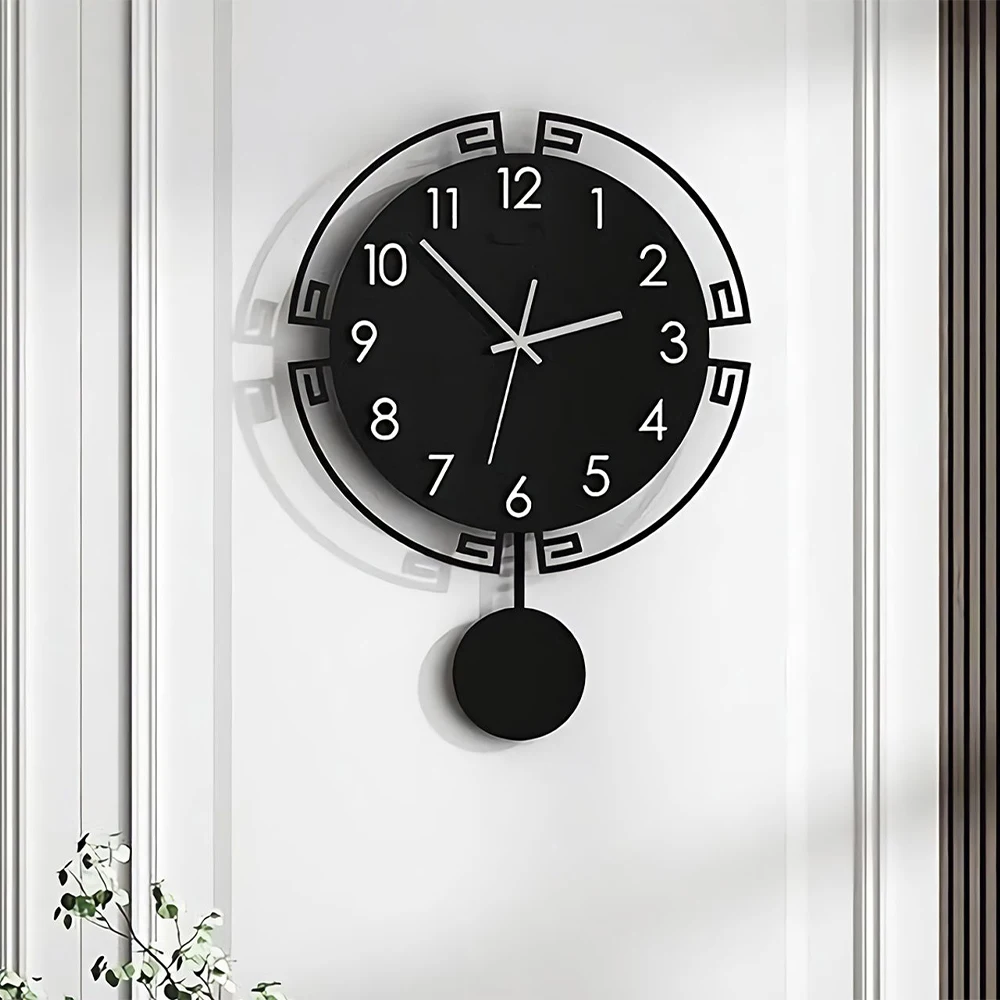 

Premium Swinging Pendulum Wall Clock Black Home Wall Clock Interiors Decoration Home Decoration Hanging Watch