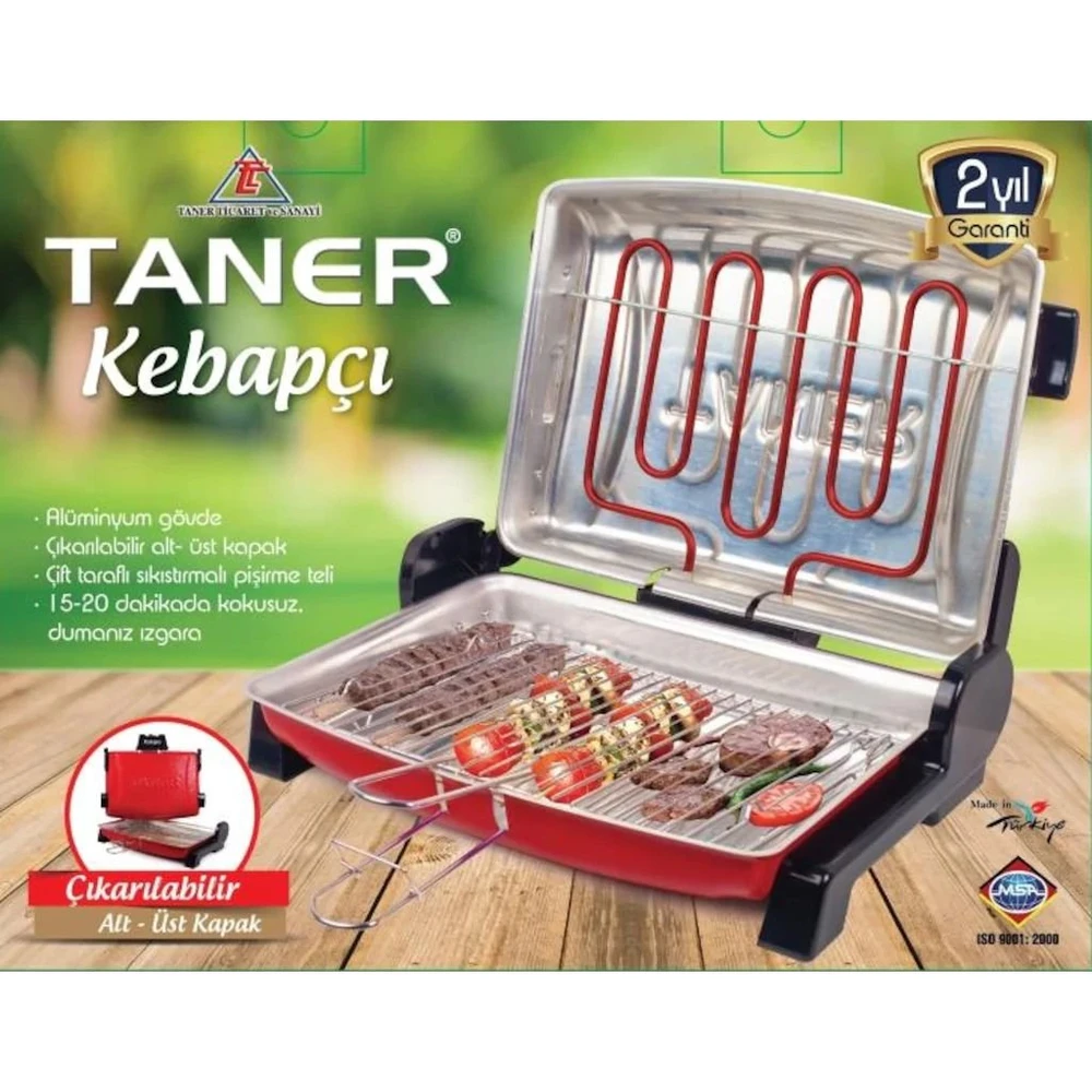 

Taner Kebapçı Electric Grill Grill Double Wire Aluminum Steel Body Removable Bottom Top Cover Grill BBQ Electric Grill