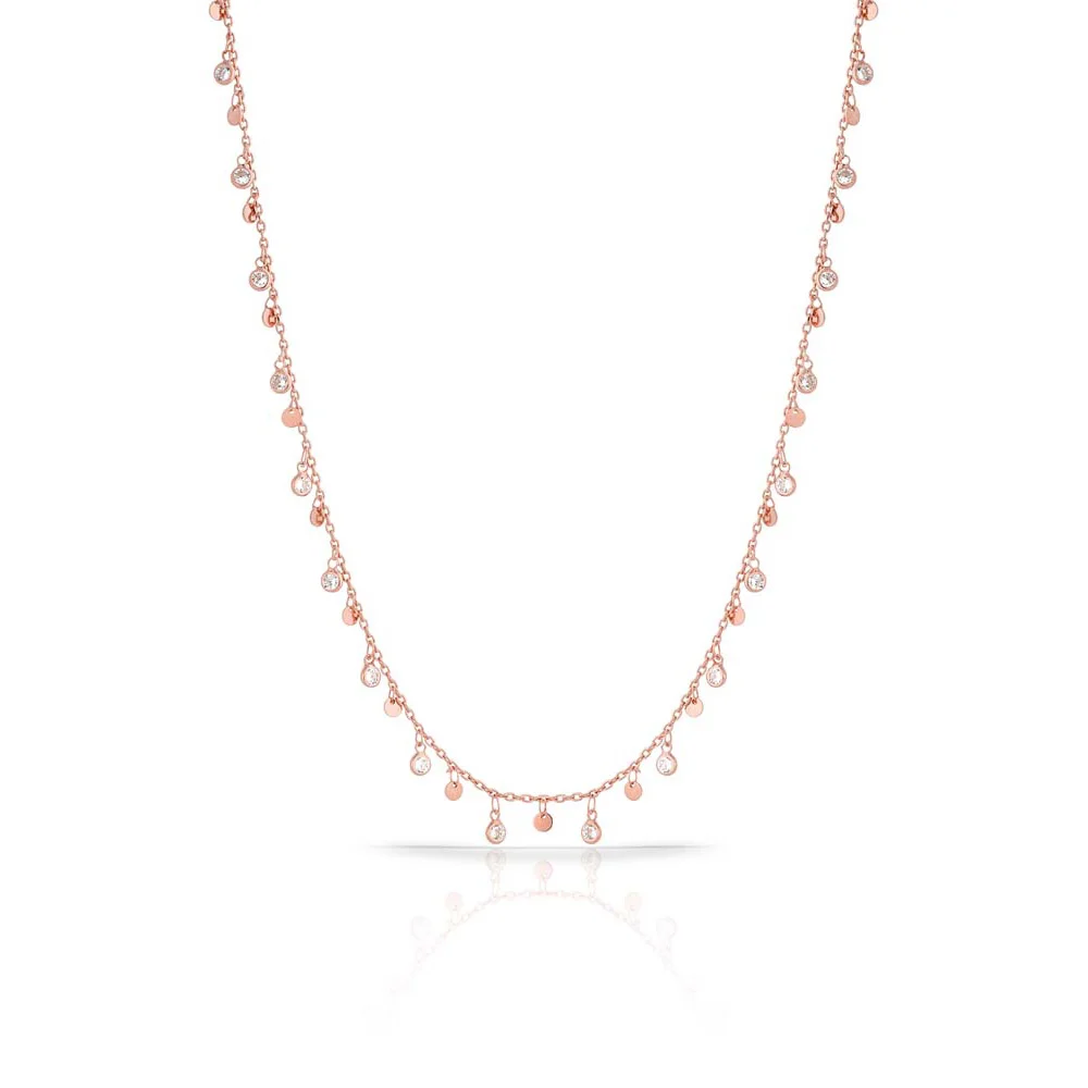 Glossy Scatters Necklace Jewelry 925 Sterling Silver Rose Gold Plated Featuring Zircon with Chain