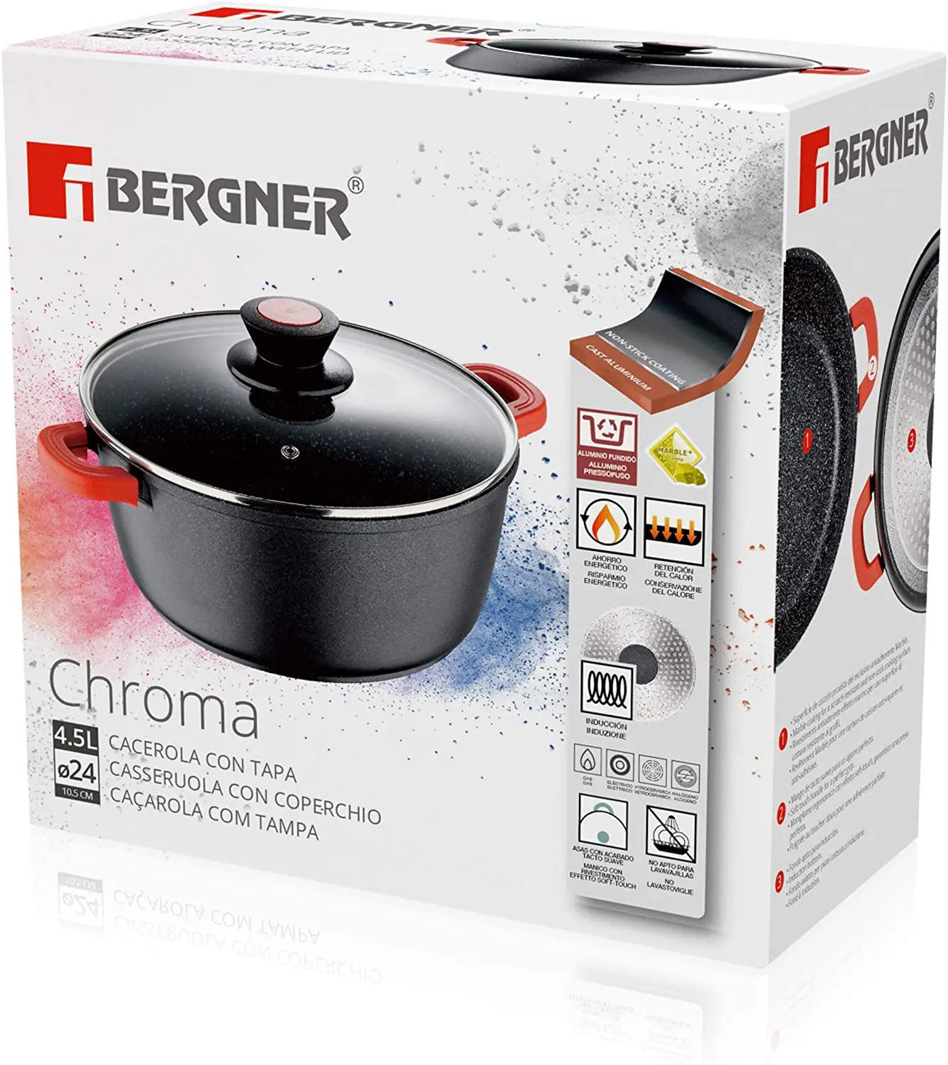 BERGNER BG-30115-BK pan 24x10,5 cm with cast aluminum Chroma lid suitable for induction