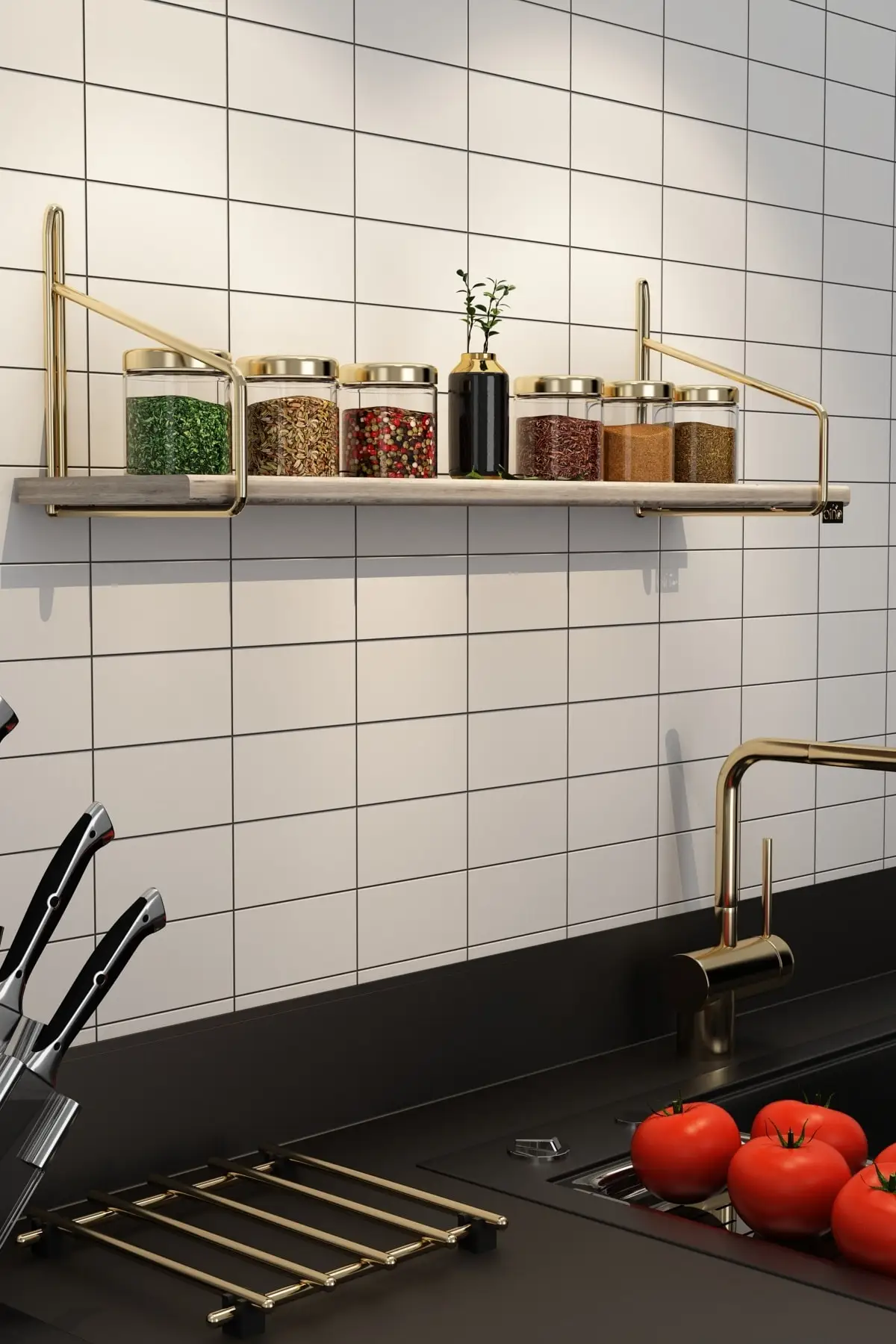 Kitchen Oversized, Children's Room Wall Shelf, Bathroom , Study Room , Bookcase Gold