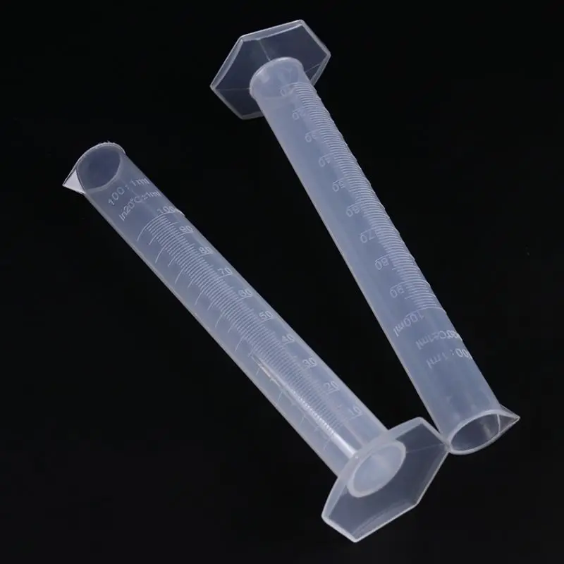 Transparente plástico de medição graduado cilindro, tubo de ensaio, fundo hexagonal, laboratório ferramenta, 10 ml-1000ml, 1 pc