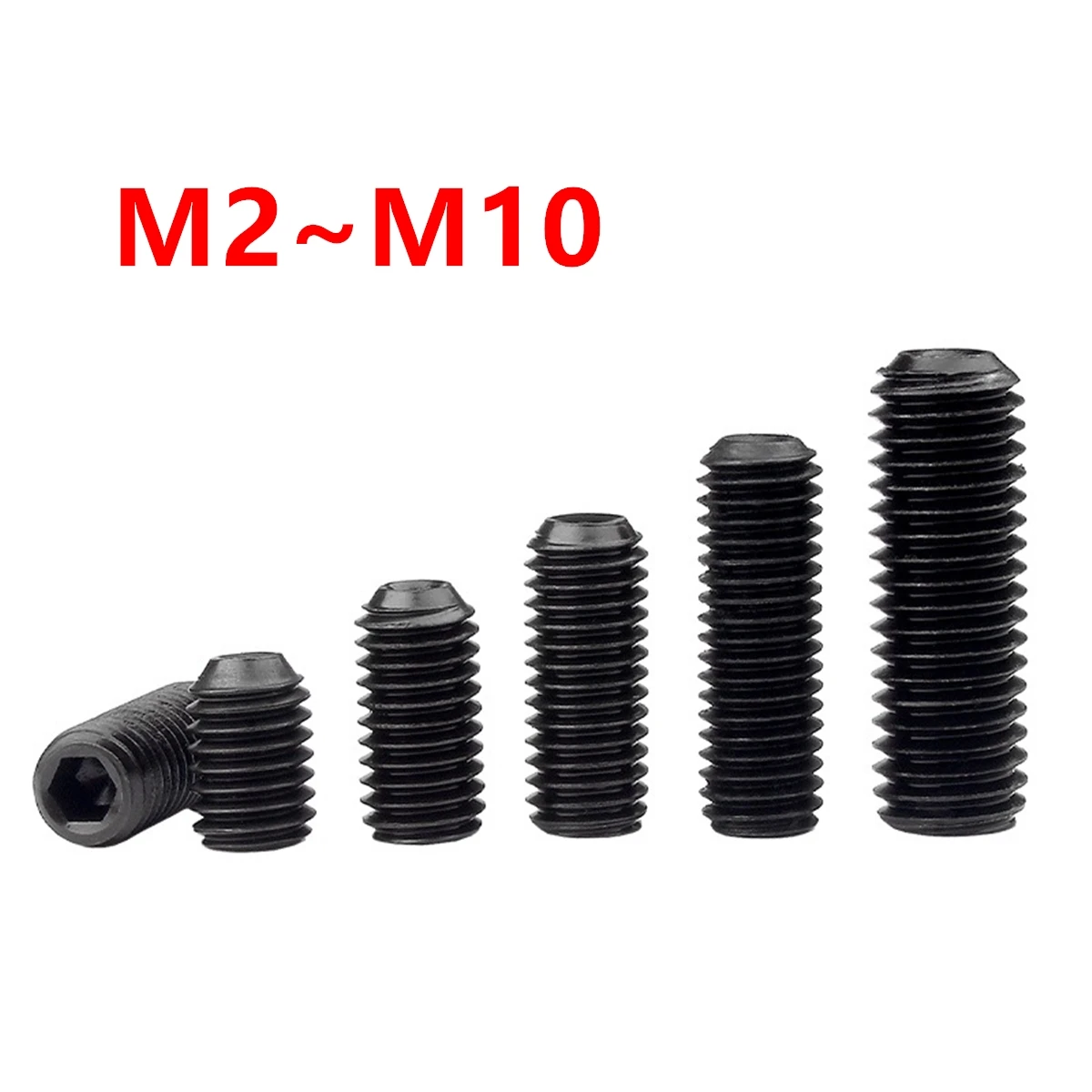 Grub Screw M2 M2.5 M3 M4 M5 M6 M8 M10 Grade 12.9 Black Carbon Steel Hex Hexagon Socket Allen Cup Point DIY Set Door handles Bolt