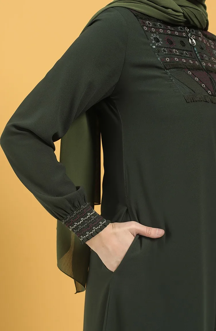 Women Hijab clothing Zippered Abaya Muslim Abaya Maxi Kaftan Sequin detailed ABAYA dresses for women Made in Turkey 2023