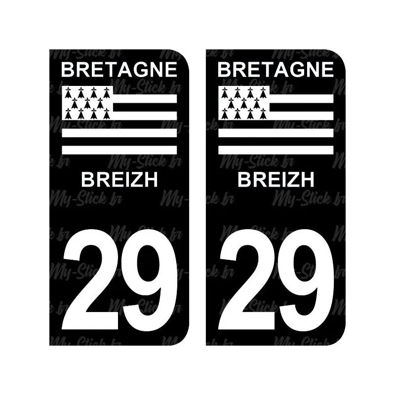 Registration plate sticker department 29 of the Brittany Finistère for car