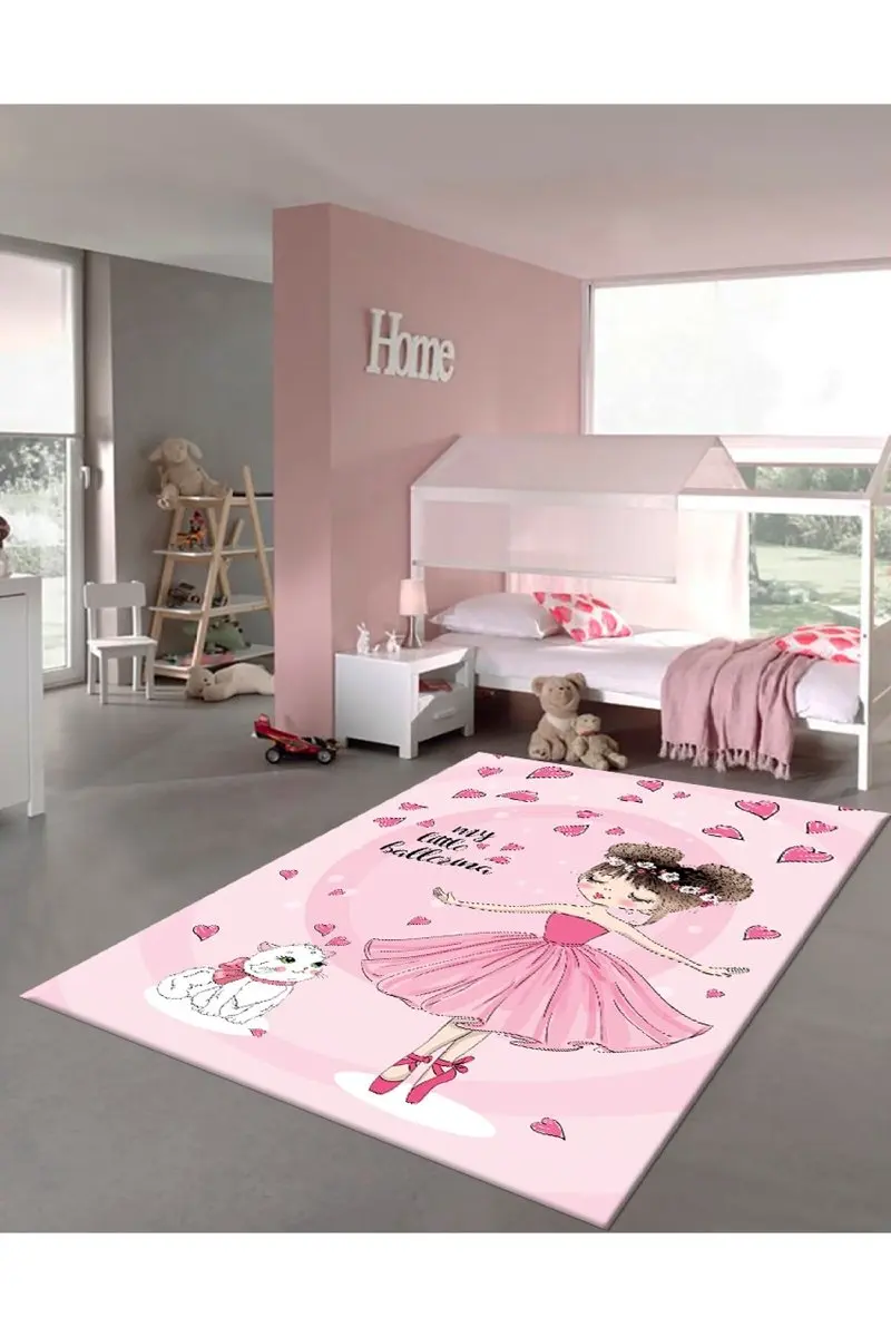 

Fun Pink Ballerina Patterned Kid Room Game Carpet Rug Tateme Tatami Mat Decoration Bedroom Decor Quarto Kilim