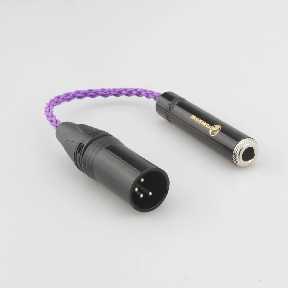 

New HIFI 4-Pin XLR Male Balanced to 6.35mm 1/4 Female Single Coppe Silver Plated Audio Adapter Cable 6.35mm to XLR