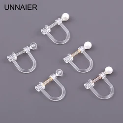 UNNAIER10/Pack Transparent Resin Ear Clips Painless Invisible DIY Handmade Piercing Ladies Earrings Jewelry Accessories Supplies