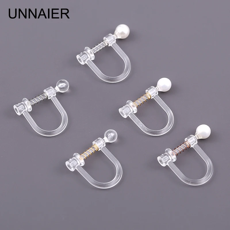 UNNAIER10/Pack przezroczyste żywiczne klipsy do uszu bezbolesne niewidoczne DIY Handmade Piercing damskie kolczyki biżuteria akcesoria