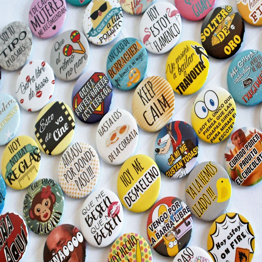 Persolizable badges name and date Wedding fun batch 200 unds 59 mm Gifts guests Gifts Wedding decoration details