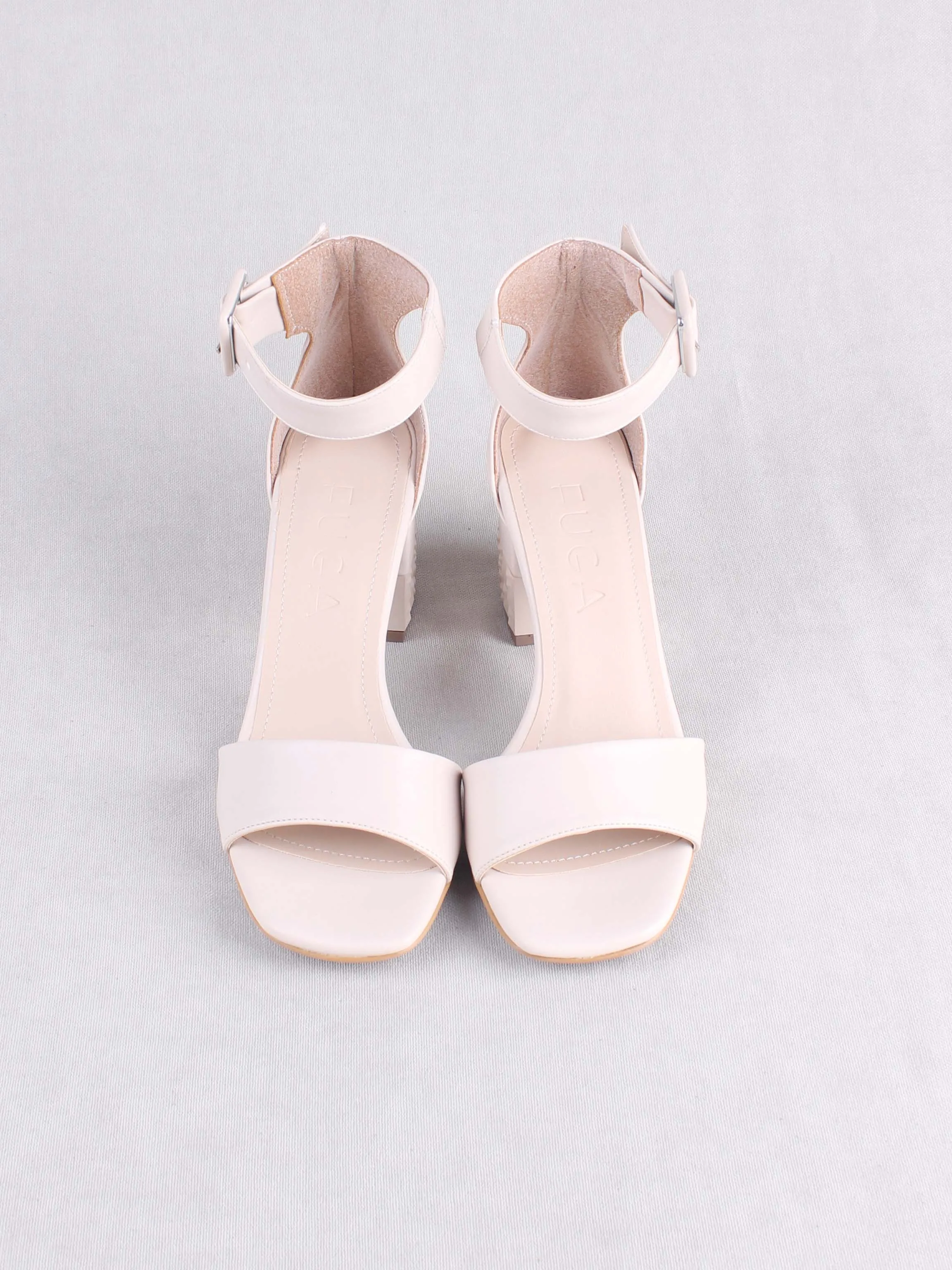 Women's Heeled Sandals Shoes Beige Square High Heel Casual Casual Ankle Belt Shoes 2023