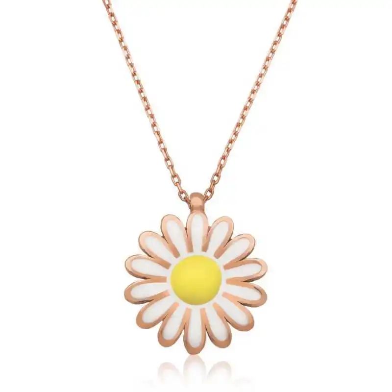 925 Sterling Silver Women Necklace Daisy Flower Zircon Stone Gift Birthday Precious Pendant Stylish Chain Luxury Cool