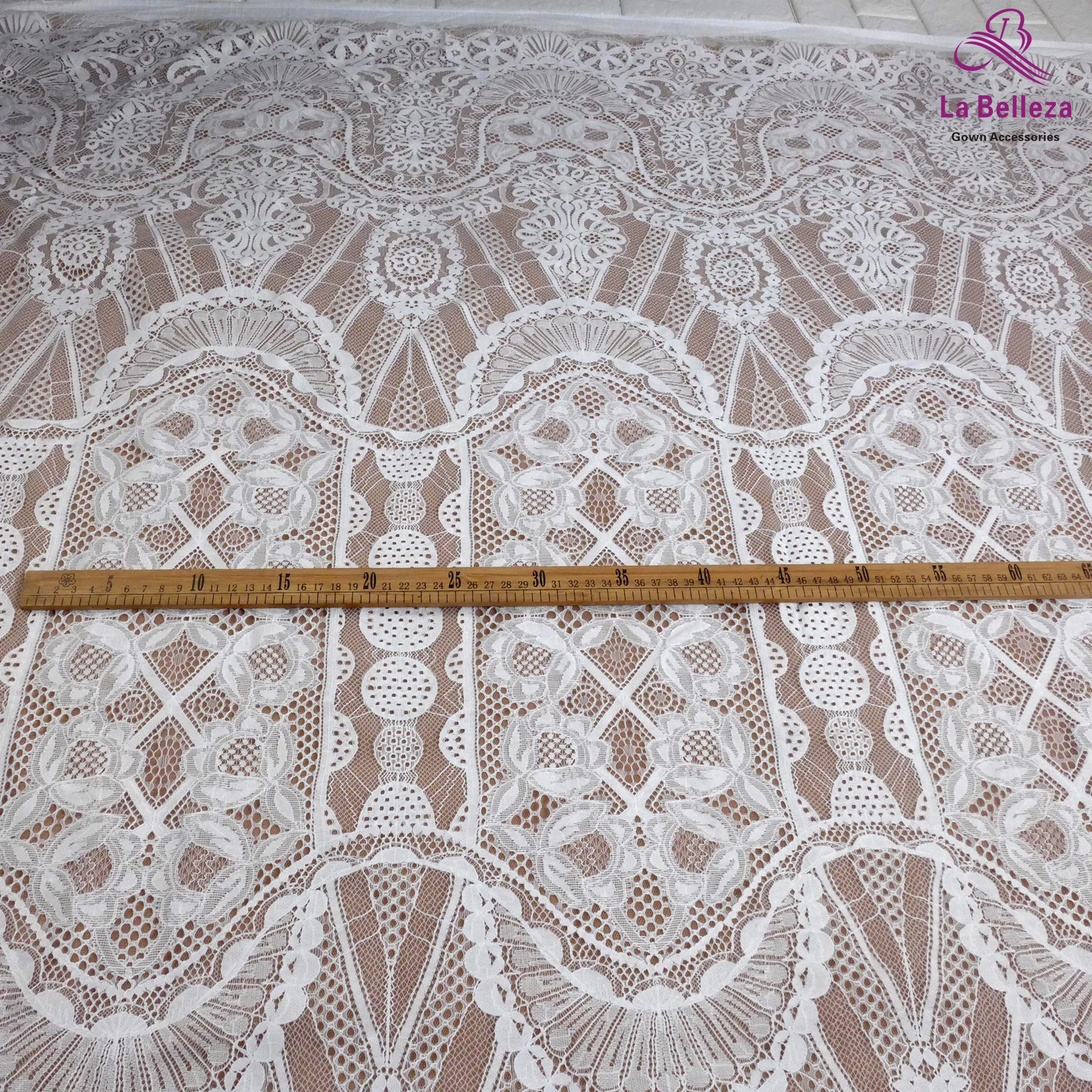 La Belleza Off white  france lace fabric eyelash bride lace 150x300cm one piece