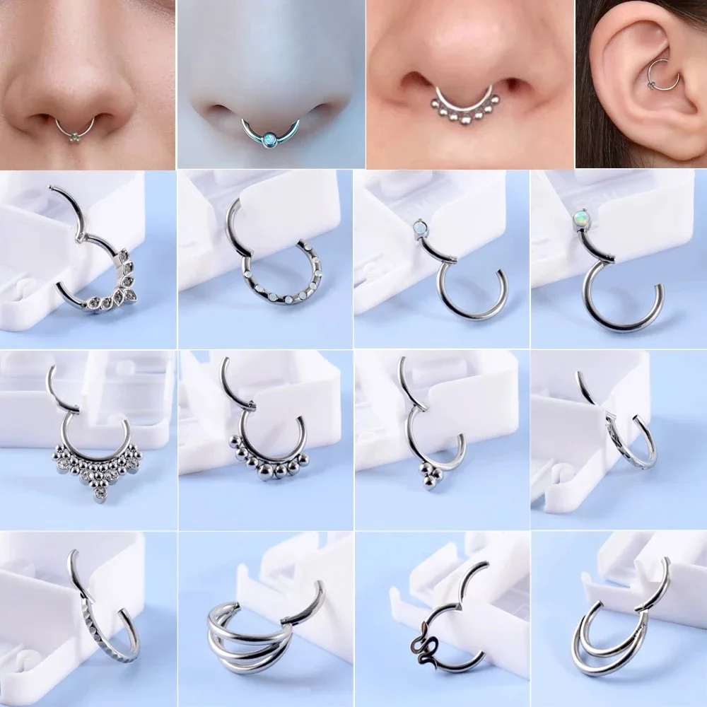 1PC Stainless Steel Septum Clicker Hoop Ring Nose Labret Ear Tragus Cartilage Daith Helix Earring Stud Body Piercing Jewelry
