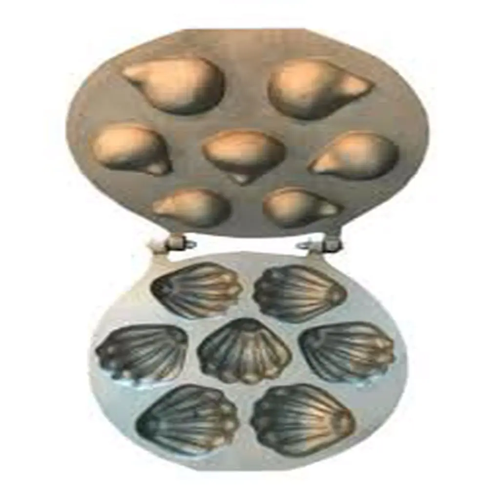 Stovetop Casting Tartlet Mold Small Tartlet Mold Shell Shape 7 pcs mold in one Mold Wooden Handle Easy Cookies