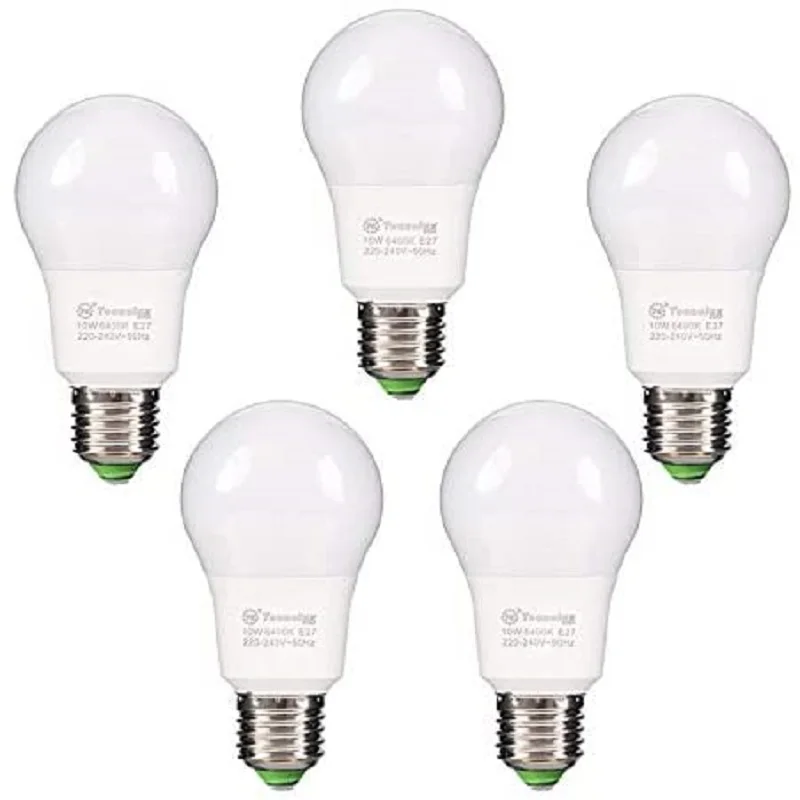 LED bulb, A60 10W E27 cool white light 6400K, 800 LM (5-units)