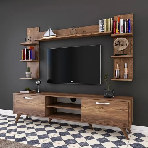 ! !! Last 18!!!!Rani A9 Wall Shelf and Bookcase Tv Unit Wall Mounted Cabinet Modern Pedestal Tv Stand Walnut M23