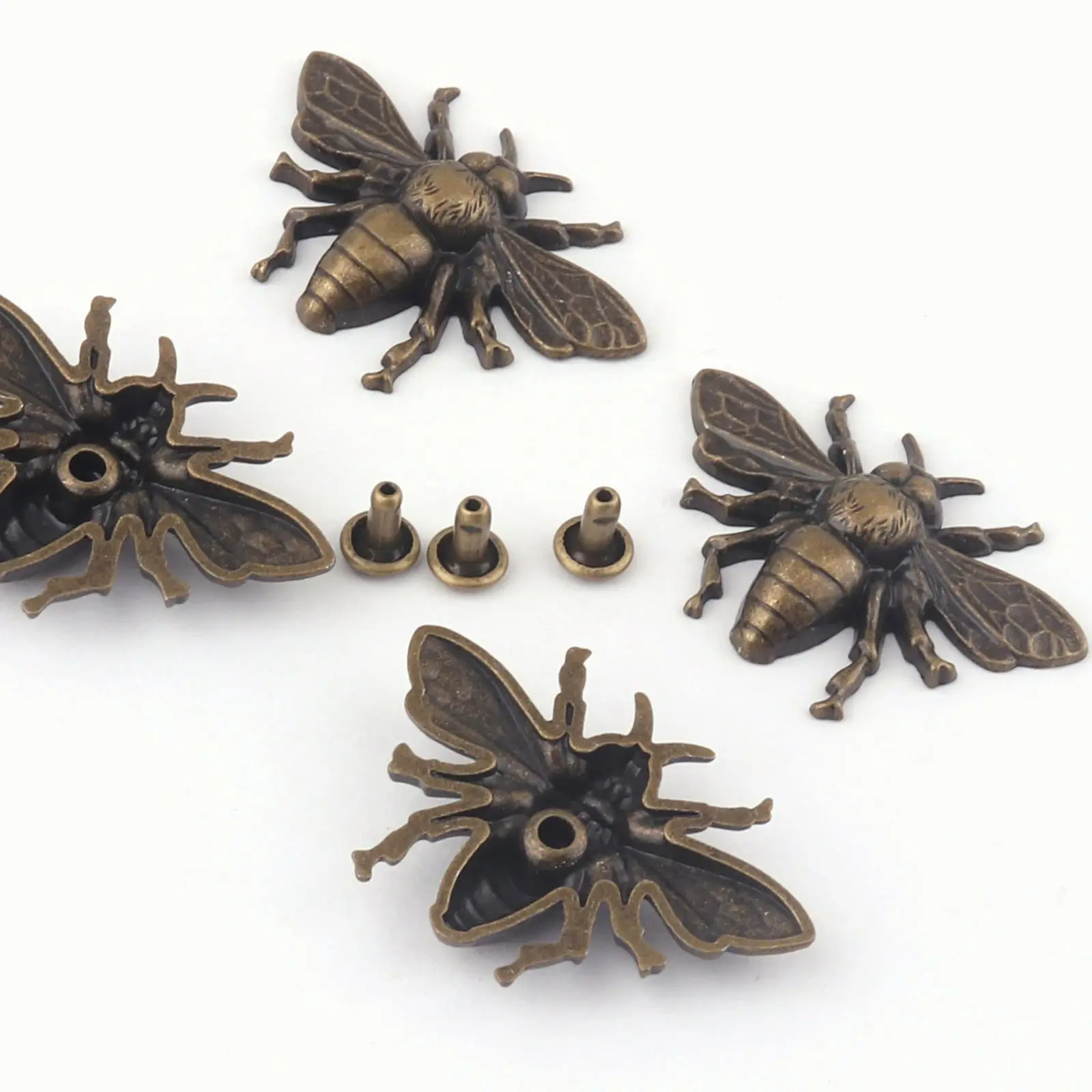 Bronze Bee Cap Rivets Metal Rivet Antique Rivet Studs For Handbag Feet Bag Feet Purse Supplies Leather Craft 4pcs