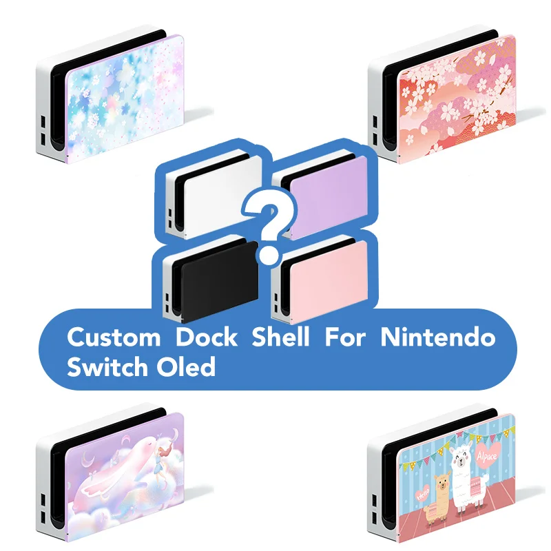 

Custom Cute Dock Case For Nintendo Switch Oled Anime Decal Cover Pink White Purple Black Base Colors Create Your Own