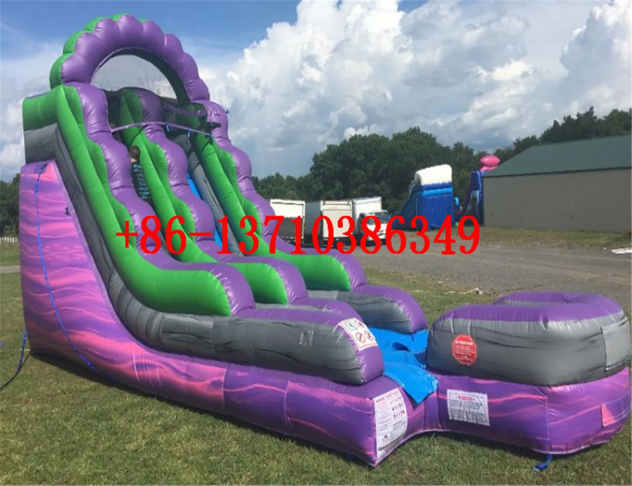 

Hot sale children's commercial inflatable pool slide back garden HXSW-06