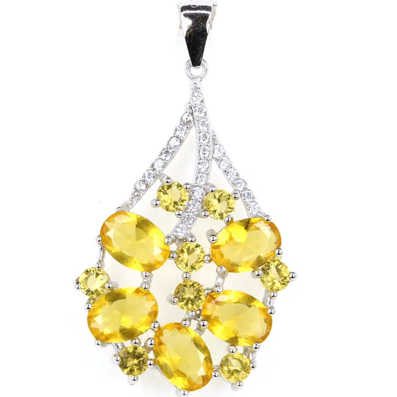 Buy 4 Get 1 Free 38x22mm 3.1g Luxury Citrine Blue Topaz Blood Ruby Iolite Pink Morganite CZ 925 Sterling Silver Pendant