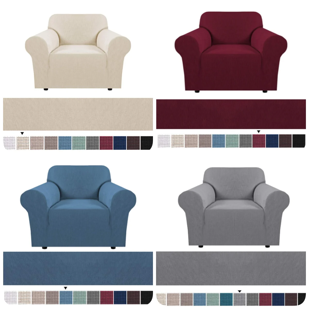 Solid Color Spandex Sofa Cover Relax Stretch Single Seater Club Couch Slipcover for Living Room Elastic Armchair Protector Cover