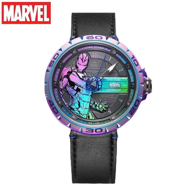 Marvel For Mens Watches Iron Man Steel Quartz Wristwatch The Avenger Tony Stark Crystal Glass 50m Waterproof Male Clock Luminous