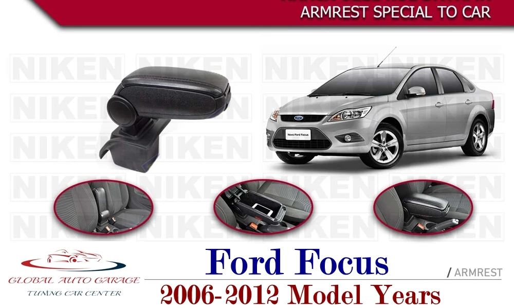 For Ford Focus 2 Armrest 2006-2012 Car Accessories Storage Box Easy Install Universal Cup Holder Interior Auto Charging USB