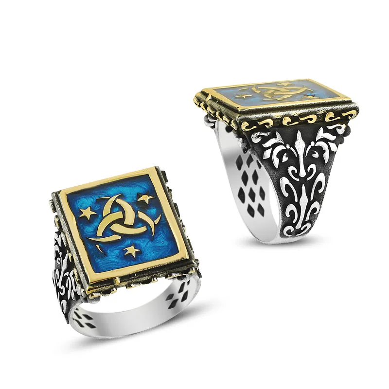 925 Silver Special Deep Blue Design Men Rings