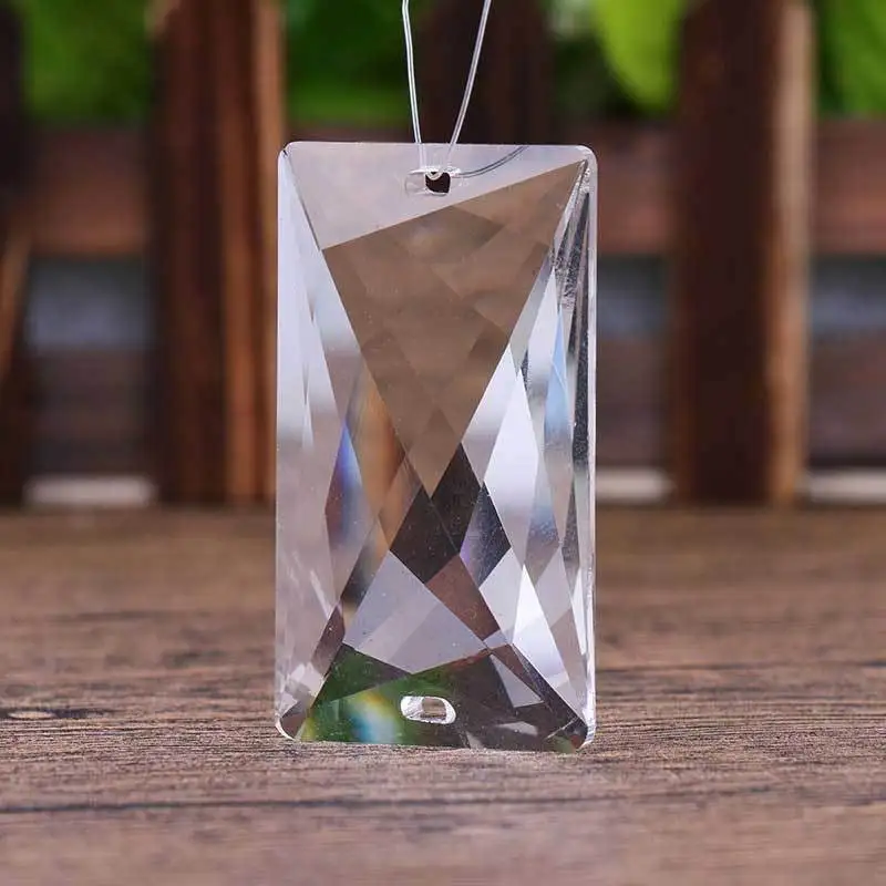 Camal 2pcs Clear K9 50x30mm Faceted Rectangle Crystal Pendant Lamp Prism Lighting Part Chandelier Suncatcher Hanging Home Decor
