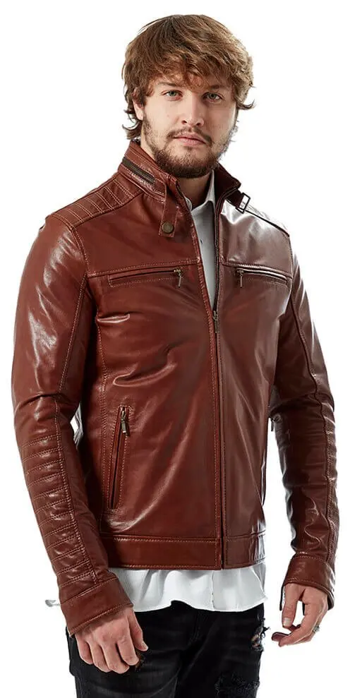 Felice Tân Phối Da Orjinal Da Cừu Thu Đông 2022 Biker Slim Size Lớn VintageTürkiye
