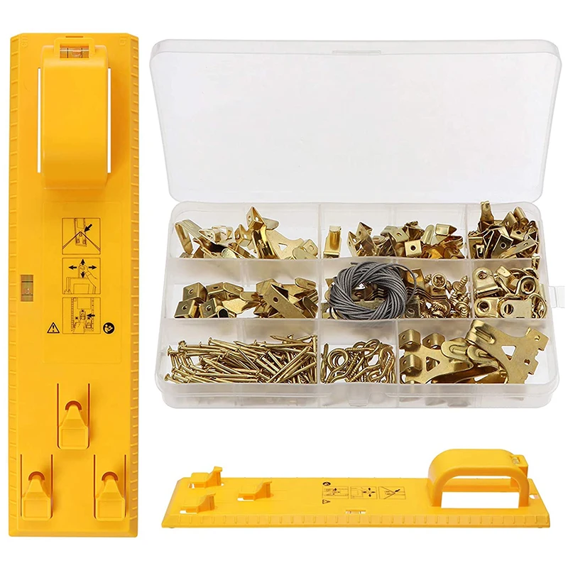 Electrapick-Kit de colgadores de imagen de alta resistencia, 250 piezas, incluye MARCO DE NIVEL, ganchos, clavos, alambre colgante, anillo Triangular R