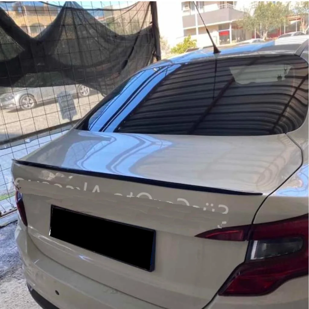 Dla Fiat Tipo Egea 2014-2022 czarny miękki samochód tylny dach Spoiler bagażnika tylna owiewka Lip Trim Spoiler ABS czarny błyszczący 5D stylizacja