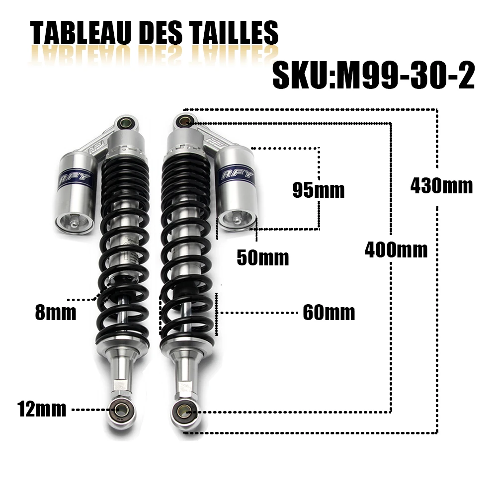 400mm Universele Motorfiets Schokdemper Luchtbescherming Vallen Motor Crossmotor Scooter Quad ATV VVT Schokdempers Lente