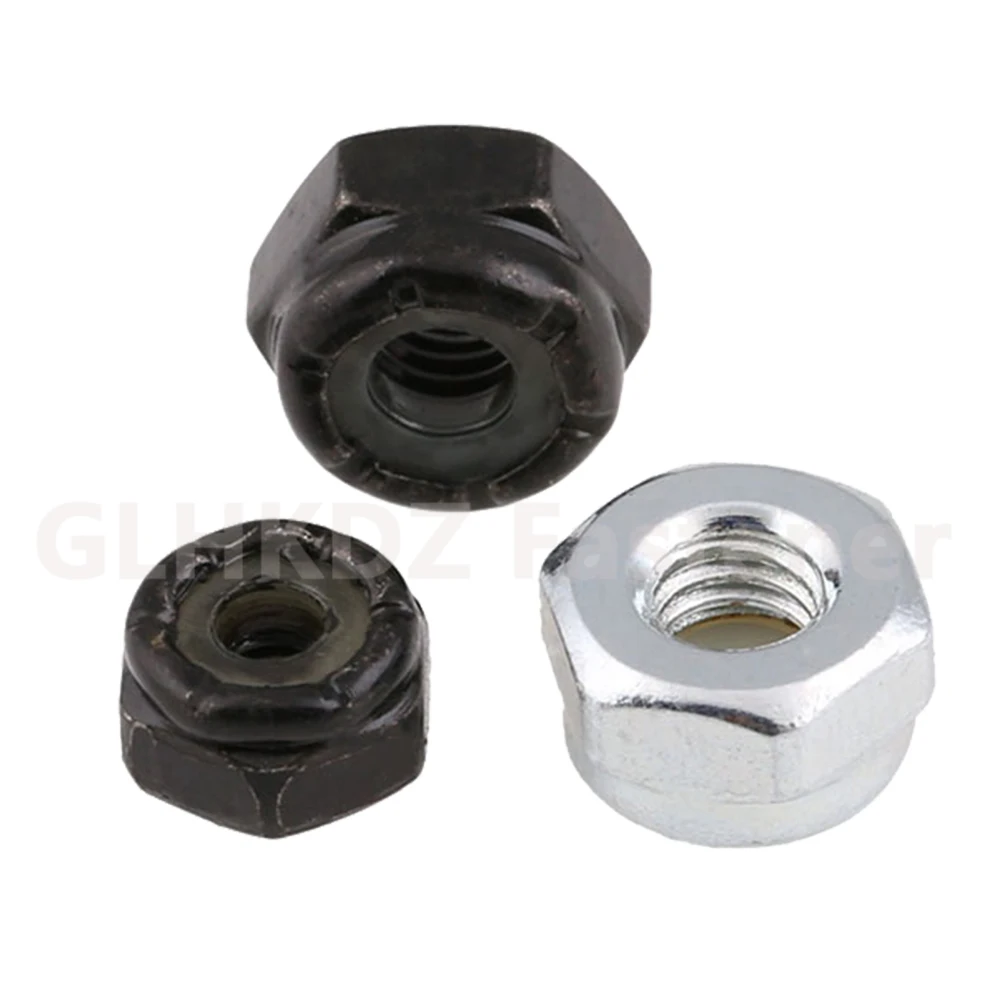 20pc UNC #4-40 #6-32 #8-32 #10-24 Hexagon Nylon Insert Lock Nut Self-locking Hex Nyloc Nut Black/Bright Zinc Plated Carbon Steel