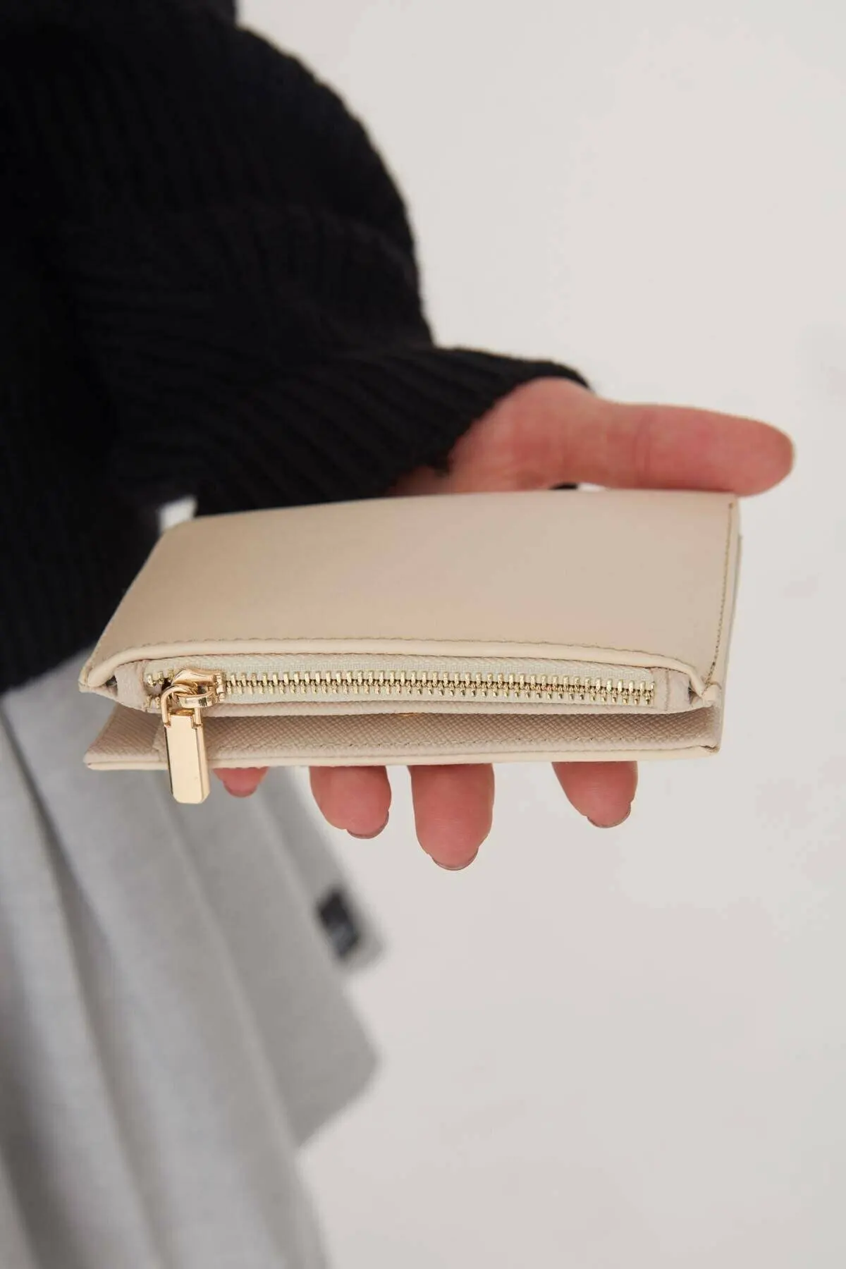 Addax-cartera Beige para mujer, monedero corto a la moda, tarjetero, bonito, 2021