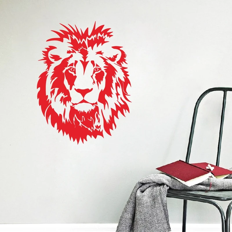 Lion Head Wall Decal Car Vinyl Wall Sticker Animal Poster Decoration For Boys Bedroom Living Room Office Home Laptop Decor
