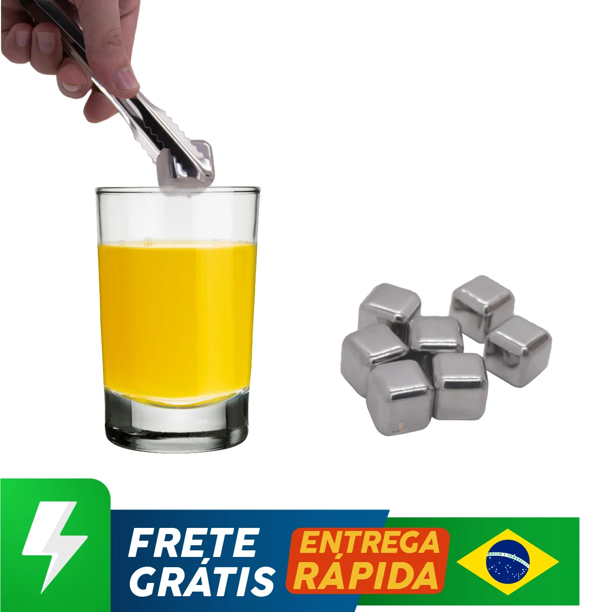 Kit C/ 16 Unidades Cubos De Gelo Artificial Em Aço Inox Topen Home