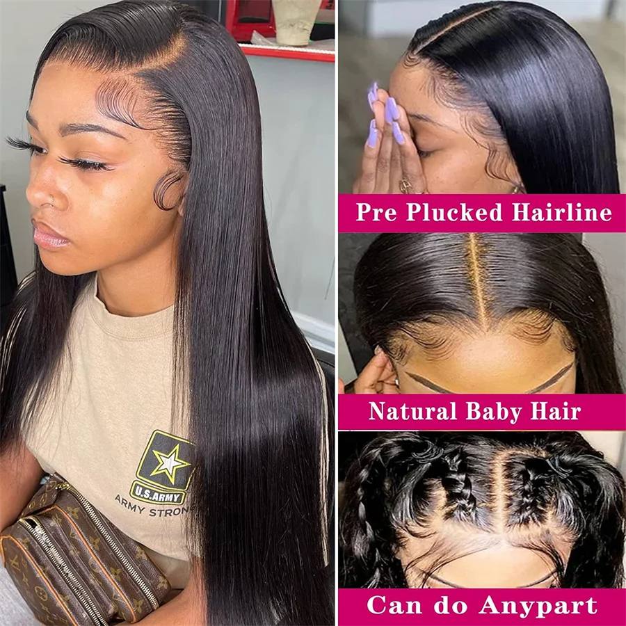 Straight Lace Front Wig 13x4 Hd Transparent Lace Frontal Wig Preplucked Human Hair Wigs Wigs For Black Women
