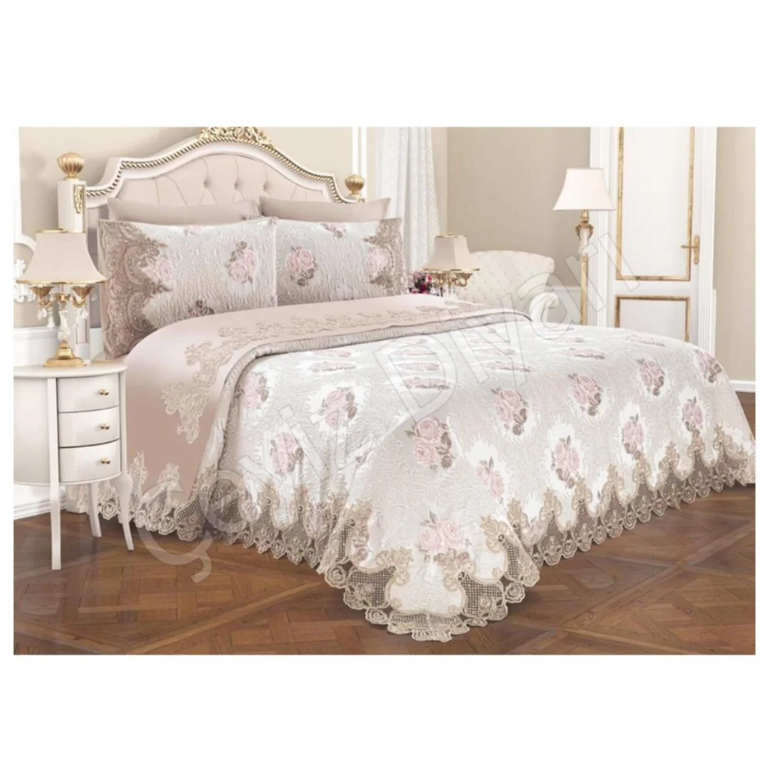 French Laced Guipure Double 6PCS Pique Set Bedspread Pillowcases Bed Cover Bedding Set Bedspreads for Bed Bedspread on the Bed