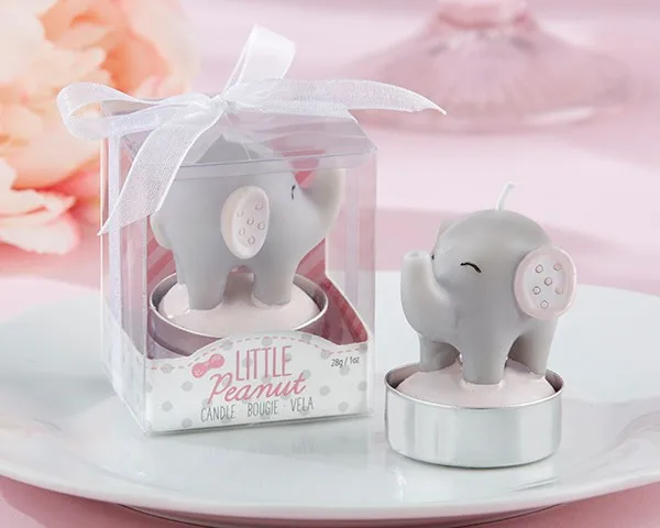 Set of 30 Pink Elephant christening candles in box girl gift-details and gifts for weddings, christening outfits, birthday