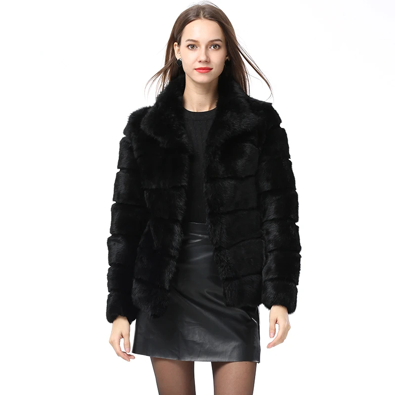 

Whole Full Pelt Rabbit Fur Coat Stand Collar Jacket Real Rabbit Fur Coat New Winter Women Fashion Fur Waistcoat Natural Fur Coat