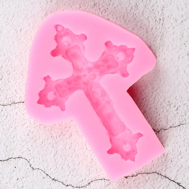 3D Vintage Cross Silicone Mold DIY Jewelry Fondant Cake Decorating Tools Cupcake Topper Chocolate Candy Clay Resin Moulds